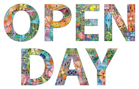 OPEN DAY. Vector decorative zentangle object Stock Illustration