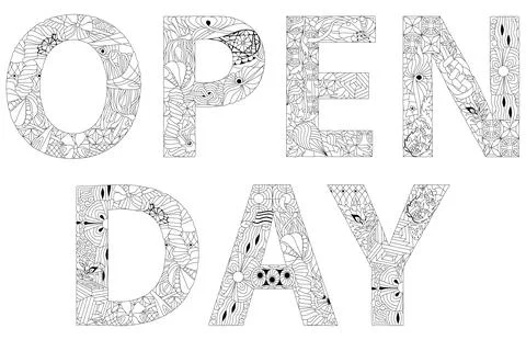 OPEN DAY. Vector decorative zentangle object for coloring Иллюстрация