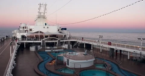 On the open deck of a cruise ship Stock Footage 142512914