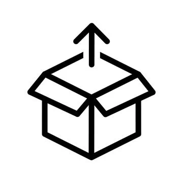 Open delivery box icon with upward arrow indicating shipping or upload progress Stock Illustration