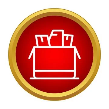 Open delivery box with multiple items icon Stock Illustration