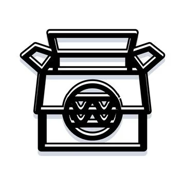 Open delivery package box with logo symbol Stock Illustration
