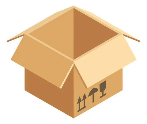 Open delivery package. Empty cardboard box icon 스톡 일러스트