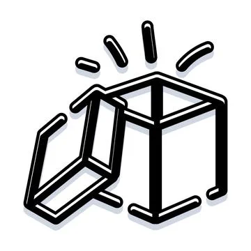 Open delivery package unboxing gift box revealing surprise Stock Illustration