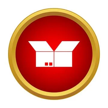 Open delivery shipping box icon on red button Illustrazione stock