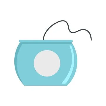 Open dental floss box icon, flat style Stock Illustration