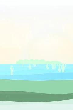 Open desert composition with cactus tree silhouettes, desert floor, and desert m イラスト素材