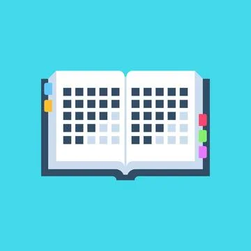 Open Diary Planner with Tabs Flat Vector Icon Stock Illustration