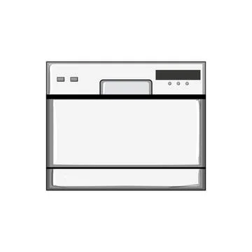 Open dishwasher kitchen cartoon vector illustration Stock Illustration