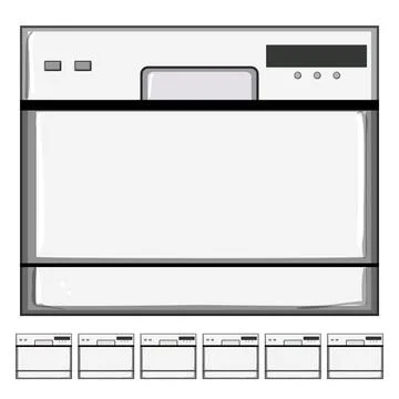 Open dishwasher kitchen cartoon vector graphic 스톡 일러스트