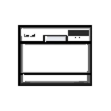 Open dishwasher kitchen pixel art vector illustration Stock Illustration