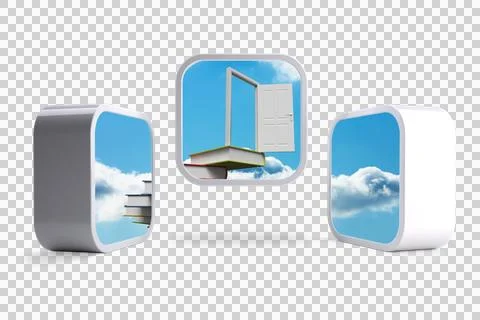 Open door on abstract screen Stock Photos