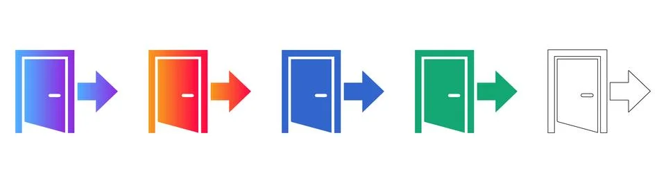 Open Door and Exit Strategy Icons Stock Illustration