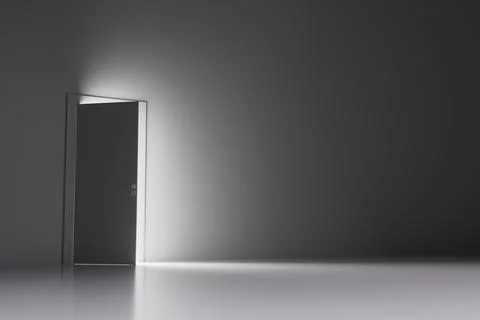Open Door and Glowing Light 3D Illustration Stock Illustration