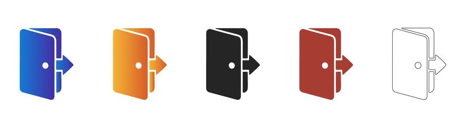 Open door with arrow exit icon for navigation Stock Illustration