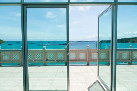 Open the door to balcony Stock Photos