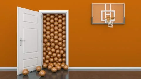 Open door with basket ball Stock Illustration