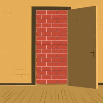 Open door bricked exit Stock Illustration