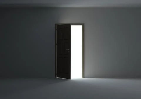 Open door with bright light Stock Illustration