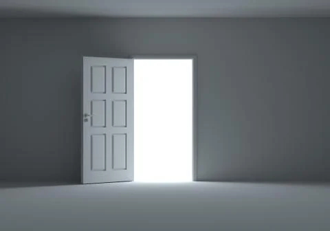 Open door with bright light Illustrazione stock