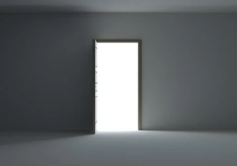 Open door with bright light Illustrazione stock