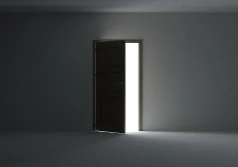 Open door with bright light Illustrazione stock