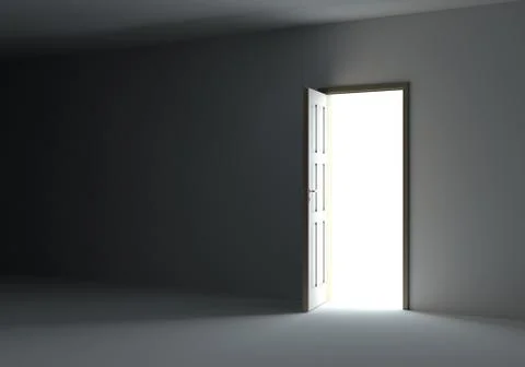 Open door with bright light Stock Illustration