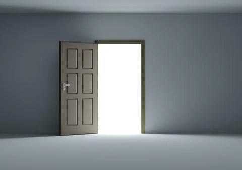 Open door with bright light Illustrazione stock