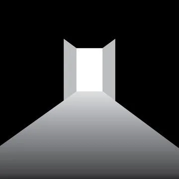 Open door in dark room vector element 스톡 일러스트
