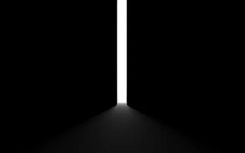 The open door to the future through which the light passes.3d render Ilustración de archivo