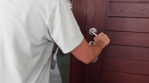 Open the door to the house Stock Footage 278101034