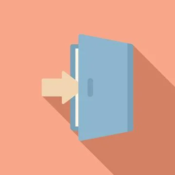 Open door icon flat vector. Computer interface Stock Illustration