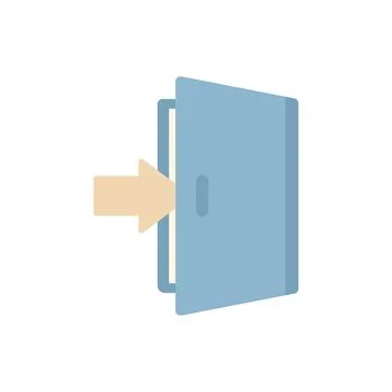 Open door icon flat vector. Computer interface Stock Illustration