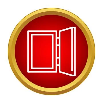 Open door icon in red circle showing exit concept Stock Illustration