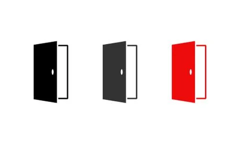 Open door icon set on isolated white background. EPS 10 vector. Stock Illustration