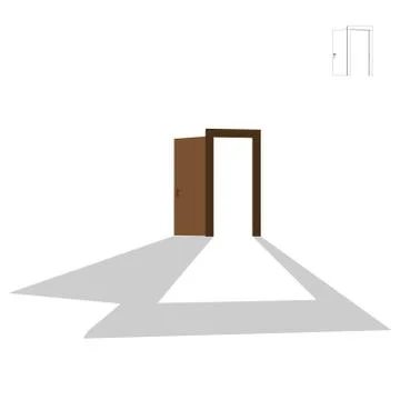 Open door. Isolated on white background. 3d Vector illustration. Иллюстрация