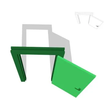 Open door. Isolated on white background. 3d Vector illustration. Иллюстрация