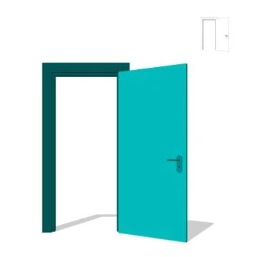 Open door. Isolated on white background. 3d Vector illustration. Stockillustratie