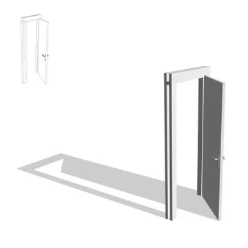 Open door. Isolated on white background. 3d Vector illustration. Stock Illustration