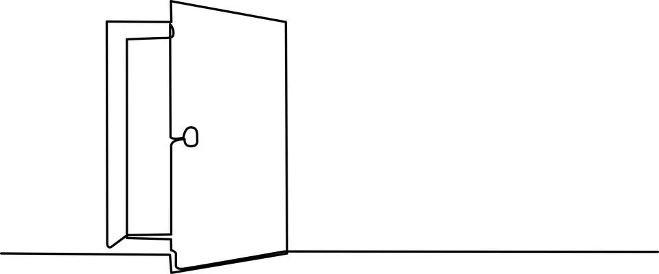 Open door leading to unknown space Vector Stock Illustration