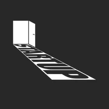 Open door with light and startup text. Poster concept creating a new business Stock Illustration