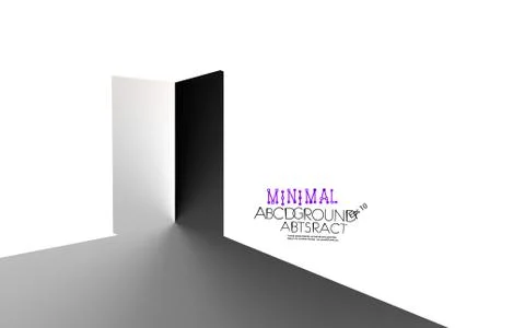 Open door light background isometric contrast minimal white and black Stock Illustration