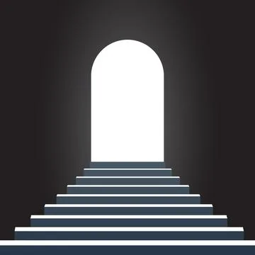 Open door with light icon in flat style. Dark room vector illustration on i.. Stock Illustration