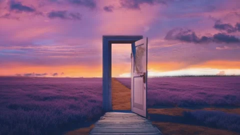 An Open Door In The Middle Of A Field Stock Footage 240846109