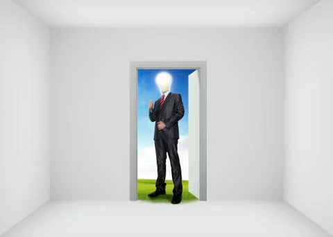 Open door to the new world, for environmental and business idea concept Stock Illustration