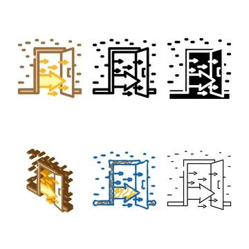 Open door progress color multipack icon vector Stock Illustration