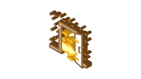 Open door progress isometric icon animation Stock Footage 327284547