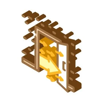 Open door progress isometric icon vector illustration Stock Illustration