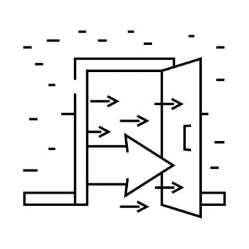 Open door progress line icon vector illustration Stock Illustration