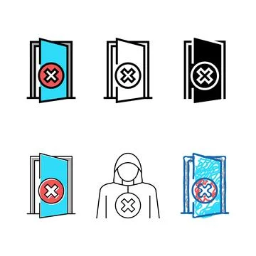 Open door prohibition set for safe children color icon vector Stock Illustration